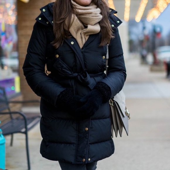 Jcrew Wintress Navy Belted Puffer Coat 